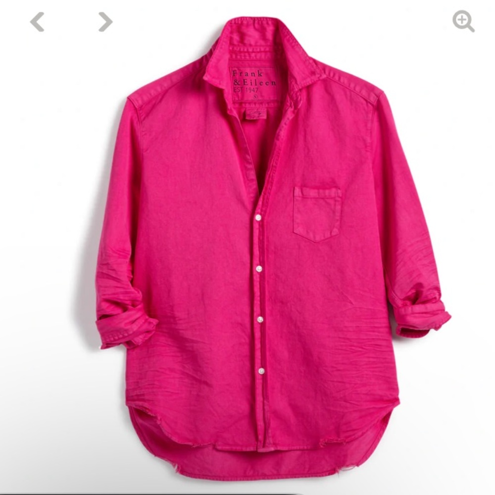 NEW Frank & Eileen Relaxed Button Up Shirt Barbie Pink Large L